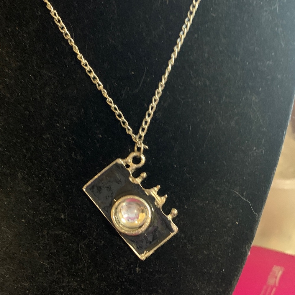 Black and Silver Camera Pendant Necklace